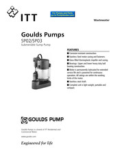 Goulds Pumps SP025AT Instructions D'installation, D'utilisation Et D'entretien