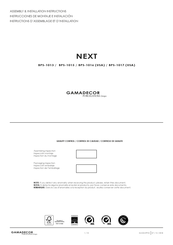 Porcelanosa GAMADECOR NEXT BPS-1015 Instructions D'assemblage Et D'installation