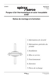 Spirax Sarco AVM7 Notice De Montage Et D'entretien