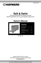 Hayward Salt & Swim Manuel D'utilisation