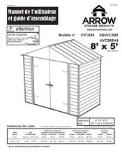 Arrow Storage Products SBVVCS85 Manuel De L'utilisateur Et Guide D'assemblage