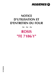 ROSIERES ROSIS FE 7186/1 Notice D'utilisation Et D'entretien