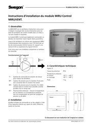 Swegon MIRU Control MIRUVENT Instructions D'installation