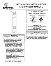 Empire Heating Systems FAW55IPXNAT-1 Instructions D'installation Et Manuel Du Propriétaire