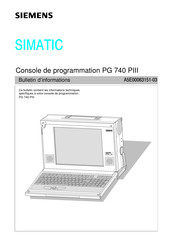Siemens SIMATIC PG 740 PIII Mode D'emploi