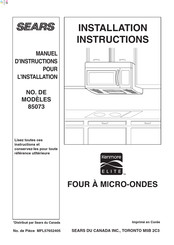 KENMORE ELITE Sears 85073 Mode D'emploi