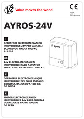 V2 AYROS 600D-24V Manuel De L'installateur