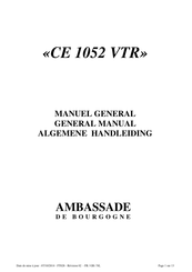 Ambassade de Bourgogne CE 1052 VTR Manuel D'installation Et D'utilisation