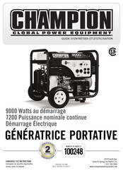 Champion Global Power Equipment 100248 Guide D'entretien Et D'utilisation