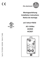 IFM Electronic ASinterface AC2027 Notice De Montage