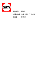 Bosch WAQ 28380 FF BLANC Mode D'emploi