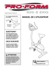Pro-Form 920 S EKG Manuel De L'utilisateur