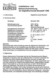 Namiba Terra Biostat 1000 DIGITAL Instructions