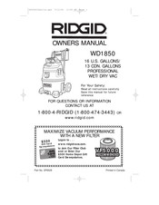RIDGID WD1850 Mode D'emploi