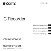Sony ICD-SX850 Guide De Démarrage Rapide
