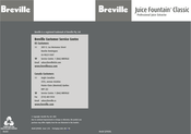 Breville Juice Fountain Classic Mode D'emploi