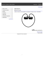 Sony WALKMAN NWZ-W270 Série Manuel D'aide