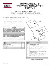 Empire Comfort Systems FRBTPL-1 Instructions D'installation