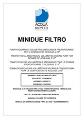 Acqua Brevetti MiniDue Filtro PM006 Manuel D'usage Et Entretien