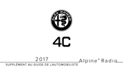 Alfa Romeo 4C AlpineRadio 2017 Guide De L'automobiliste