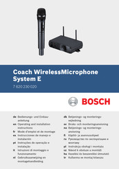 Bosch Coach WirelessMicrophone System E Mode D'emploi Et De Montage