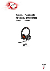 Plantronics Gamecom 818 Guide D'utilisation