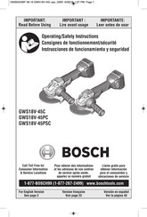 Bosch GWS18V-45PSC Consignes De Fonctionnement/Sécurité
