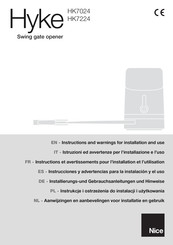 Nice Hyke HK7024 Instructions Et Avertissements Pour L'installation Et L'utilisation