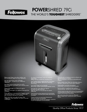 Fellowes Powershred 79Ci Mode D'emploi