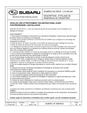 Subaru L101SFL001 Instructions D'installation