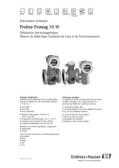Endress+Hauser Proline Promag 10 W Informations Techniques / Instructions De Montage