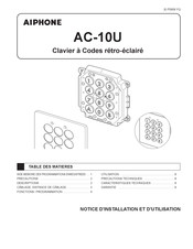 Aiphone AC-10U Notice D'installation Et D'utilisation