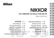 Nikon AF-S NIKKOR 16-35mm f/4G ED VR Manuel D'utilisation