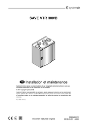 SystemAir SAVE VTR 300/B Installation Et Maintenance
