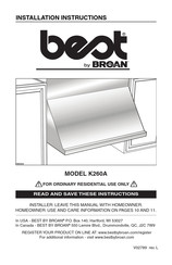 Broan best K260A Guide D'installation
