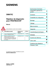 Siemens SIMATIC DIAGNOSTIC REPEATER 6ES7972-0AB00-0XA0 Manuel