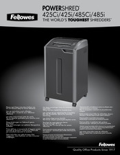 Fellowes POWERSHRED 485i Manuel D'instructions