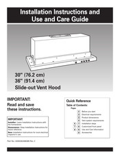 Whirlpool YKWVU265 Instructions D'installation Et Guide D'utilisation Et D'entretien