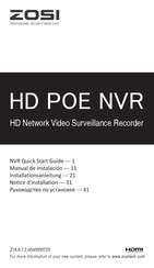 ZOSI HD POE NVR Notice D'installation