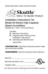 Skuttle Indoor Air Quality Products 60-2 Instructions D'installation