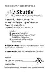 Skuttle Indoor Air Quality Products 60 Serie Instructions D'installation