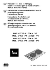 Teka EFX 30 1P T Instructions D'installation Et D'entretien