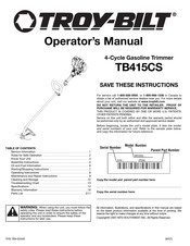 Troy-Bilt TB415CS Manuel De L'utilisateur