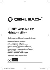 Oehlbach HighWay Splitter Mode D'emploi Et Garantie