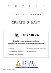 Ideal Standard CREATIS 3 EASY Notice D'installation