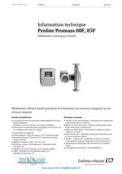 Endress+Hauser Proline Promass 83F Information Technique