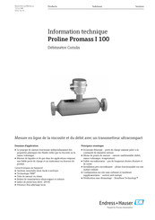 Endress+Hauser Proline Promass I 100 Information Technique