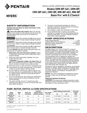 Pentair MYERS SRM-BP-SA1 Notice D'installation Et De Fonctionnement