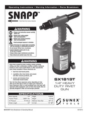 Sunex Tools Snapp SX1819T Mode D'emploi