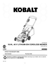 Kobalt 0652296 Manuel D'instructions